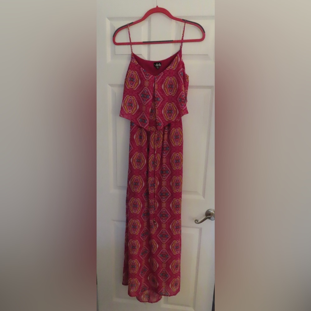 Deb Pink and Yellow Tribal Print Maxi Dress